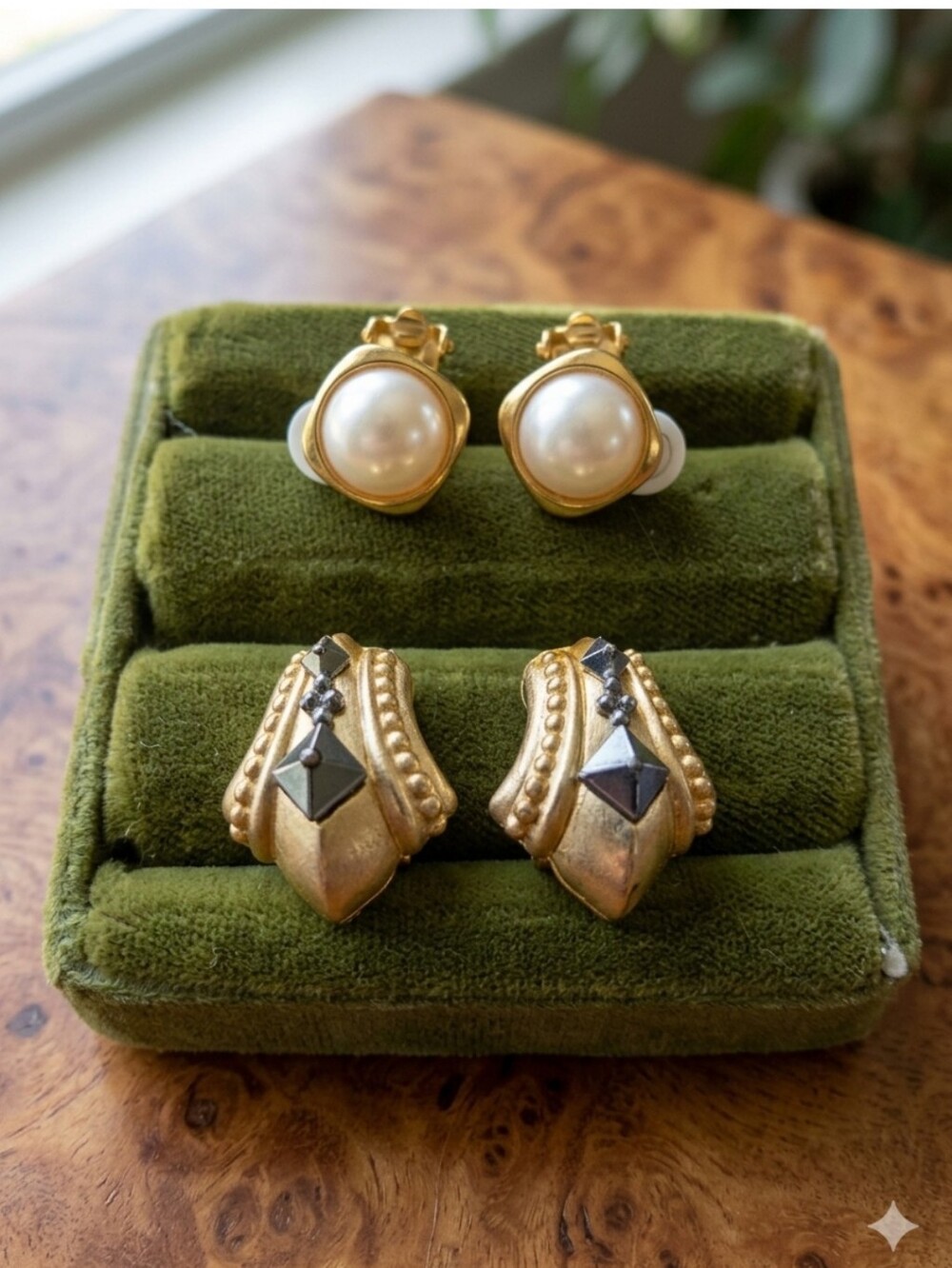 Clip On Vintage Goldtone Earrings Lot Of 2